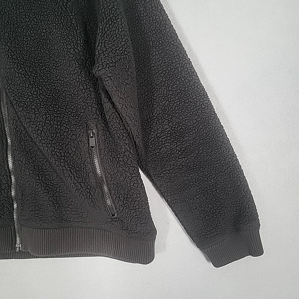 Athleta‎ Jacket Women's Large Black Sherpa Fleece Full Zip Casual Outerwear